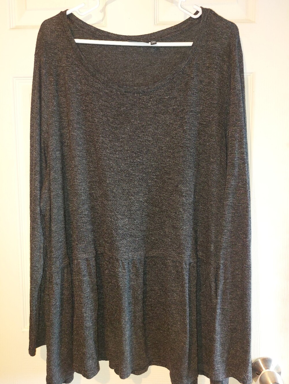 Apt. 9 Charcoal Gray Long Sleeve Peplum Tunic 3x